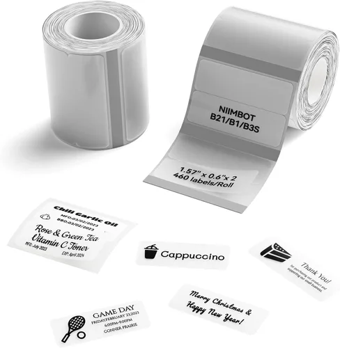 NIIMBOT Etiquetas, 2 rollos de etiquetas térmicas de repuesto para etiquetadoras B1/B21/B21Pro/B3S/B31/K3, impermeables, a prueba de aceite y a