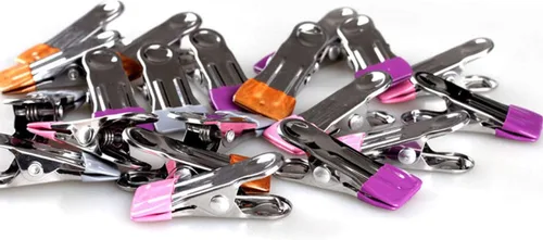 Miniatura 4 de Paquete de 30 alfileres de ropa de acero inoxidable resistentes de 2.2 pulgadas, 3 colores resistentes al viento con puntas de goma, clips de metal