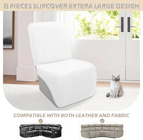 Miniatura 465 de Arfntevss Fundas de sofá seccional reclinable de terciopelo, Funda de sofá seccional de esquina para sofá reclinable, Funda elástica suave