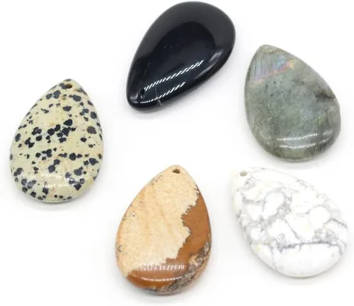 5 piezas de colgante de gota natural turquesa ágata imagen piedra curativa joyería mineral fabricación de bricolaje collar aretes accesorio Deco