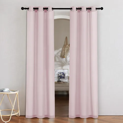 Miniatura 139 de NICETOWN Cortinas de lino natural con textura de lino para dormitorio, mezcla de lino rústica con ojales en la parte superior, semitransparentes