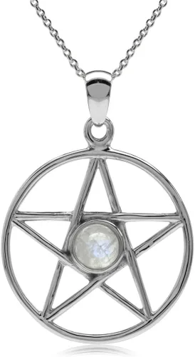 Silvershake Colgante o colgante Wiccan de plata de ley 925 chapada en oro amarillo de 0.197 in con forma redonda de pentagrama de estrella o