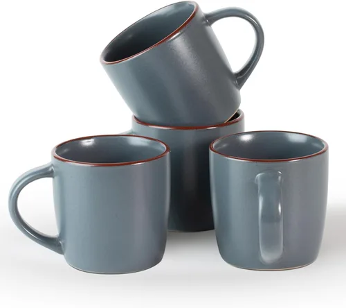 Miniatura 13 de famiware Mercury - Tazas de café de 13 onzas, juego de 4 tazas de café con asa, tazas para café con leche, té caliente, capuchino, moca, cacao, negro