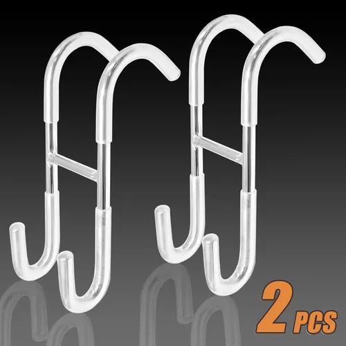 Miniatura 2 de Hitefu 2 ganchos para puerta de ducha, gancho de cristal plateado para colgar en la puerta, sin marco, para toallas, batas, trajes de baño
