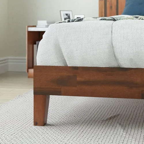 Miniatura 4 de Cama plataforma de madera sólida de lujo Zinus 12 pulgadas con cabecero de cama/no necesita resortes/soporte de madera con listón/acabado expreso