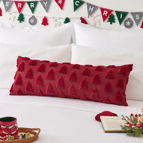 Miniatura 32 de Kevin Textile - Fundas de almohada con diseño de árbol de Navidad de 16 x 16 pulgadas, juego de 2, bordado de lujo, felpa suave, piel sintética