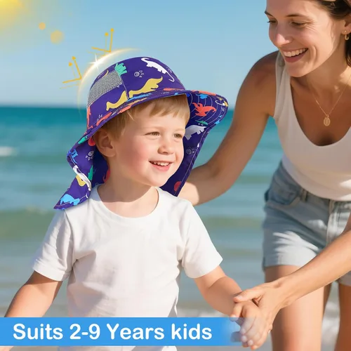 Miniatura 113 de Sombrero de sol para niños, protección UV, unicornio, verano, playa, jugar con ala ancha, solapa para el cuello para niñas y niños