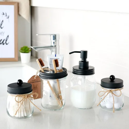 Miniatura 3 de Amolliar Mason Jar Soporte para Cepillos de Dientes - Acero Inoxidable a Prueba de Óxido - Sostiene 2 Cepillos de Dientes y Pasta Dental