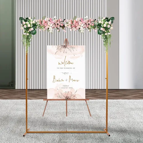 Miniatura 2 de Soporte cuadrado de metal para arco de boda con bases, 6.5 pies de fácil montaje, arco de jardín cuadrado de metal para bodas, bar, mitzvá, fiesta
