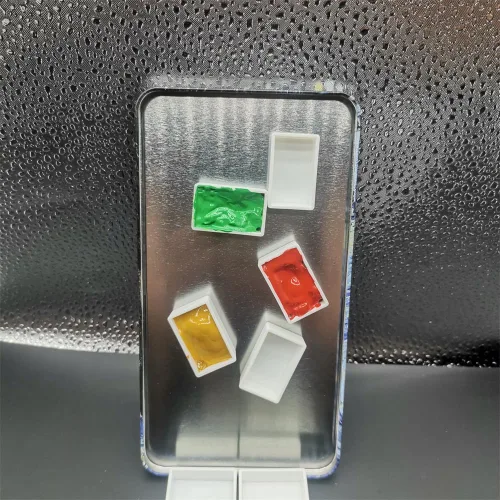 Miniatura 4 de Sartenes de acuarela con rayas magnéticas, 100 bandejas vacías de plástico blanco completo para pintura al óleo de acuarela o caja de lata de viaje