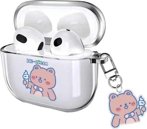 Miniatura 12 de Funda para AirPods 4 2024 con mosquetón de llavero, funda transparente para AirPods 4, diseño de anime, funda suave con adornos para niños, niñas