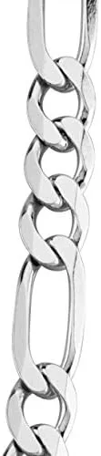 Miniatura 4 de Miabella 925 Sterling Silver Italian 7mm Solid Diamond-Cut Figaro Link Chain Necklace for Men Made in Italy
