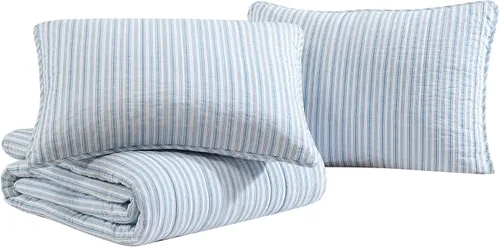 Miniatura 5 de Nautica - Juego de edredón tamaño Queen, ropa de cama de algodón suave y reversible, ligera para comodidad durante todo el año, juego de cama de 3