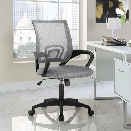 Miniatura 9 de HHS Silla de oficina ergonómica, silla de escritorio de malla con respaldo medio, silla de computadora con soporte lumbar, silla ejecutiva con Negro