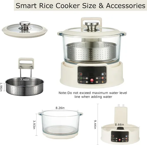 Miniatura 2 de Olla arrocera baja en azúcar – Cocina multifuncional de arroz baja en carbohidratos con cesta de elevación automática, preestablecida