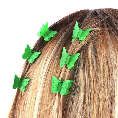Miniatura 8 de YISSION 60 pinzas para el cabello de mariposa verde mate, lindas pinzas pequeñas de mariposa con caja paquete de los años 90 Y2K accesorios