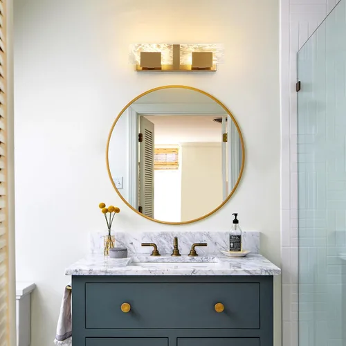 Miniatura 4 de Luz LED para Tocador de Baño: Accesorios de Iluminación Modernos de Acrílico en Dorado Cepillado de 16 pulgadas - 2 Luces Contemporáneas de Acabado