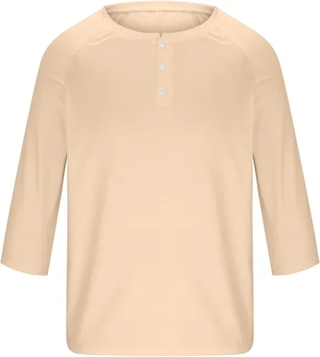 Miniatura 3 de Ctreela Camiseta Henley de manga 3/4 para hombre, estilo casual, ajustada, color sólido, manga larga, camiseta de béisbol Caqui