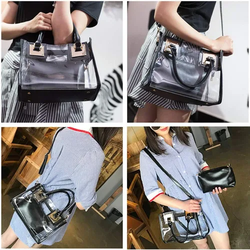 Miniatura 3 de Bolso bandolera transparente para mujer, bolso de mano de moda de diseñador 2 en 1
