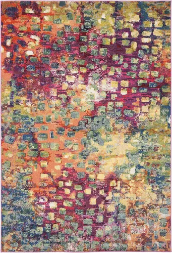 Miniatura 53 de SAFAVIEH MAD425H Madison Collection Alfombra decorativa cuadrada de 3', gris/naranja, diseño abstracto bohemio desgastado, no desprende pelusa
