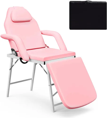 Miniatura 9 de Roixeeds Mesa de masaje facial ajustable, reposacabezas y reposabrazos extraíbles, silla portátil de tatuaje para masaje profesional, sala de Negro