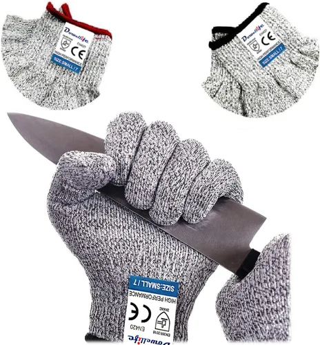 Dowellife Guantes resistentes a los cortes, protección de nivel 5 de grado alimenticio, guantes de seguridad para cortes de cocina para pelar