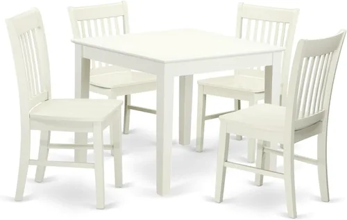 East West Furniture OXNO5-LWH-W - Juego de comedor de 5 piezas, incluye una mesa cuadrada y 4 sillas de comedor de cocina, 36 x 36 pulgadas, color