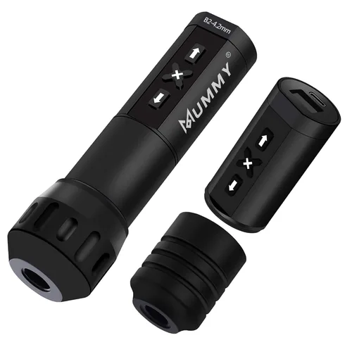 Mummy Kit de máquina de bolígrafo de tatuaje rotativo con agarre de tatuaje extra de 1.575 in y batería extra para tatuaje, motor sin núcleo,