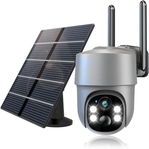 Cámara de seguridad celular 4G LTE Cámaras de seguridad inalámbricas para exteriores con energía solar con 360° de panorámica y inclinación,