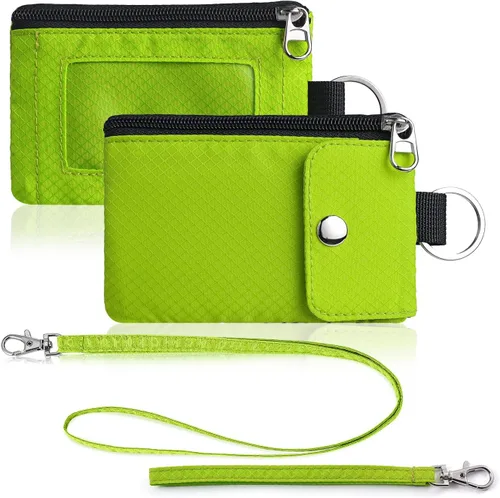 Miniatura 36 de Artpaxy Cartera minimalista para hombres y mujeres, llavero con bloqueo RFID, con cremallera, pequeña cartera con ventana de identificación, 2