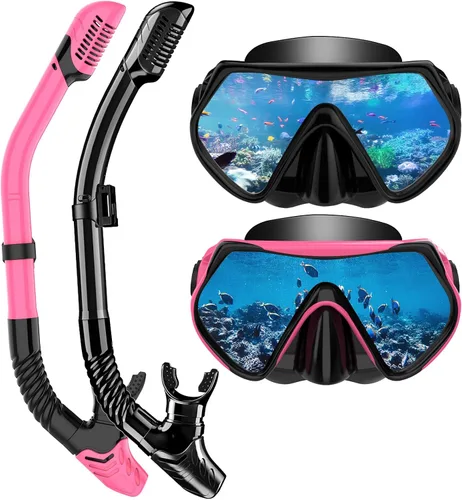 Equipo de esnórquel para adultos, juego de esnórquel máscara de buceo, gafas de natación para adultos con cubierta de nariz, vidrio templado HD