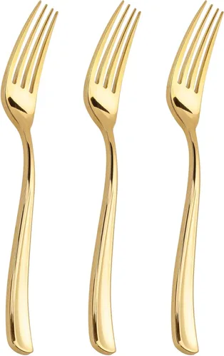 Miniatura 14 de WDF Paquete de 100 cucharas de plástico doradas desechables, cucharas doradas duraderas y resistentes de 6.9 pulgadas, resistentes al calor