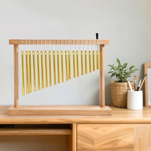 Miniatura 6 de 20-NOTE - Campanilla de viento de una hilera, instrumento de percusión musical de 20 barras con mazo para decoración de aula, oficina, regalo