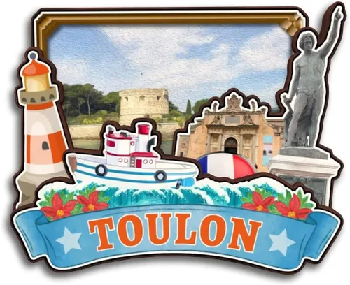 Toulon Provence-Alpes-Cote d'Azur Francia - Imán para nevera Colección de madera 3D Madera hecha a mano recuerdos de la ciudad de viaje, imán para