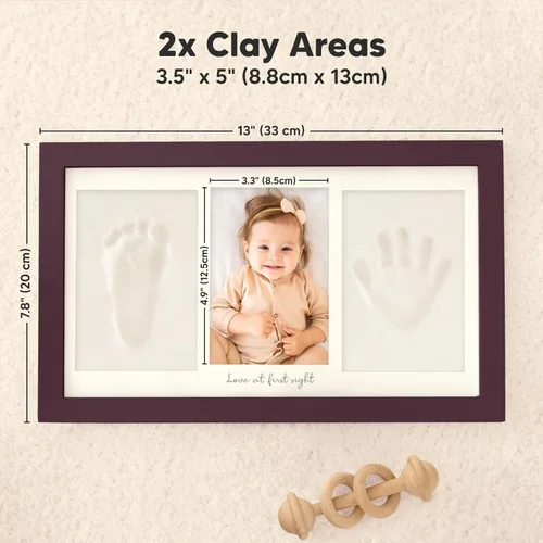 Miniatura 7 de Kit de mano y huella de bebé de KeaBabies - Marco de recuerdo de huella de mano de arcilla, marco de foto para guardería de recién nacido, regalos
