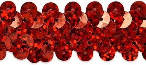 Expo International Inc. Tira de lentejuelas brillantes elásticas de 20 yardas de 2 filas de 7/8 pulgadas, color rojo