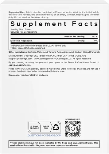 Miniatura 2 de Codeage Suplemento de hidrógeno molecular – Tabletas de agua de hidrógeno de 12 PPM de disolución rápida con magnesio elemental – Función corporal