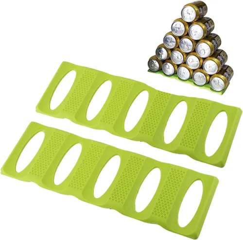 Miniatura 7 de Webake Organizador de latas de nevera para organización y almacenamiento de despensa, paquete de 2 estantes de silicona para botellas de cerveza
