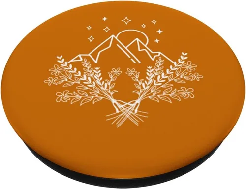 Miniatura 2 de Mountains Peaks Abstract Outdoor Nature Landscape Orange PopSockets intercambiables PopGrip