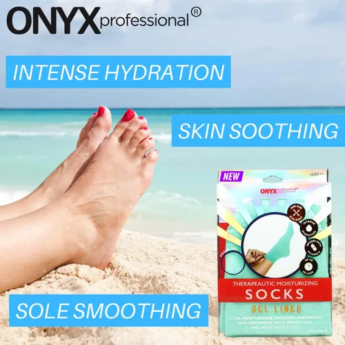 Miniatura 6 de Onyx Professional Calcetines hidratantes de gel, tratamiento de pies secos de talla única para mujeres u hombres, calcetines de spa hidratantes