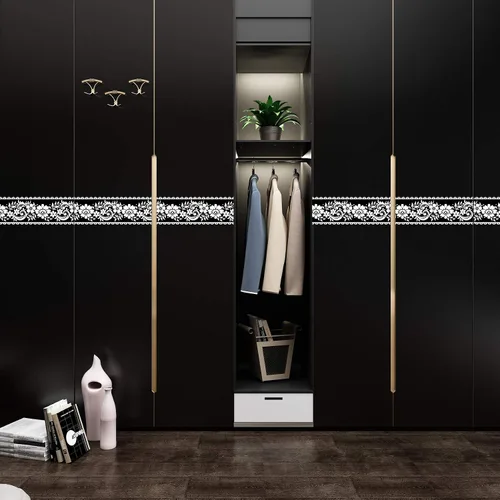 Miniatura 2 de VEELIKE - Cenefa decorativa blanca adhesiva con apariencia de encaje, para pared, removible y resistente al agua, decoración para baño, habitación