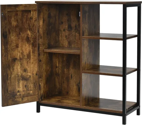 Miniatura 8 de GLACER Armario de piso de estilo industrial, gabinete de almacenamiento de piso multifuncional con estante ajustable, ideal para sala de estar