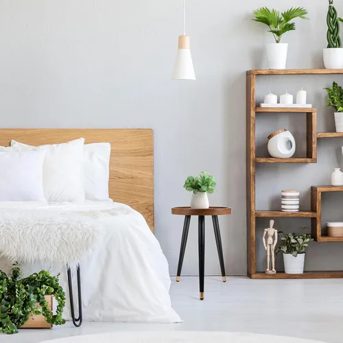 Miniatura 7 de KGPLOME Soporte para plantas para interiores, mesa de madera de nogal de mediados de siglo, soporte alto de metal resistente para macetas, mesa