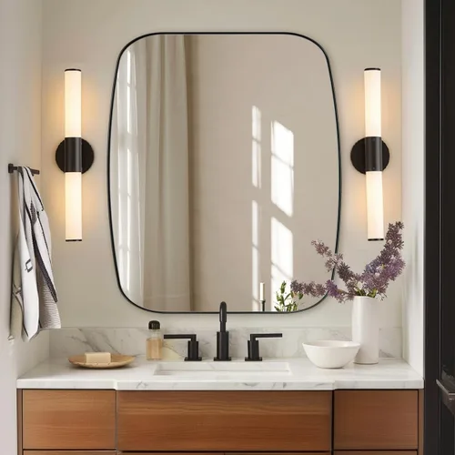 Miniatura 47 de ANDY STAR - Espejos ovalados negros para baño, espejo grande de 24x36 pulgadas con marco de metal negro mate oblongo para pared, espejo moderno