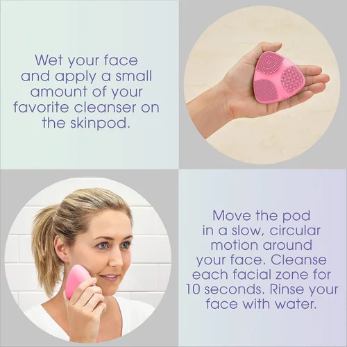 Miniatura 5 de True Glow by Conair Skinpod Cepillo de limpieza facial de silicona con 3 zonas de cepillo, funciona
