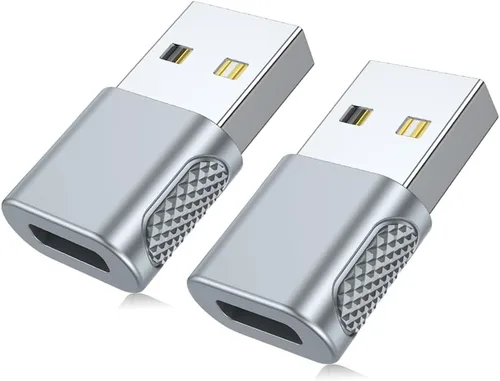 Miniatura 10 de Adaptador USB-C hembra a USB-A macho (paquete de 2), carga rápida de 18 W, transferencia de datos de 480 Mbps, soporte de audio y CarPlay