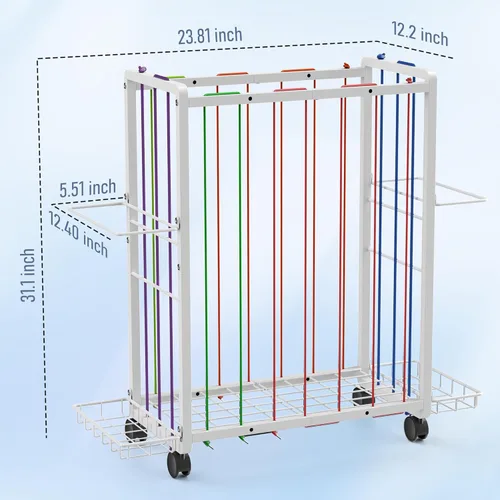 Miniatura 9 de Carrito de almacenamiento de pelotas deportivas con ruedas, organizador de equipos deportivos de gran capacidad, organizador de pelotas de garaje