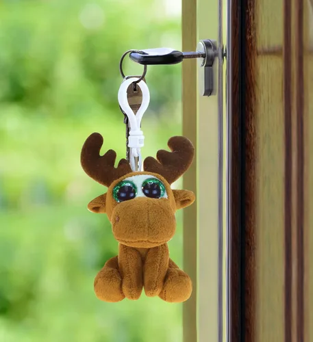 Miniatura 7 de Puzzled DolliBu - Llavero de peluche de alce con ojos grandes, alce suave, con ojos grandes y brillantes, accesorio decorativo de juguete de peluche