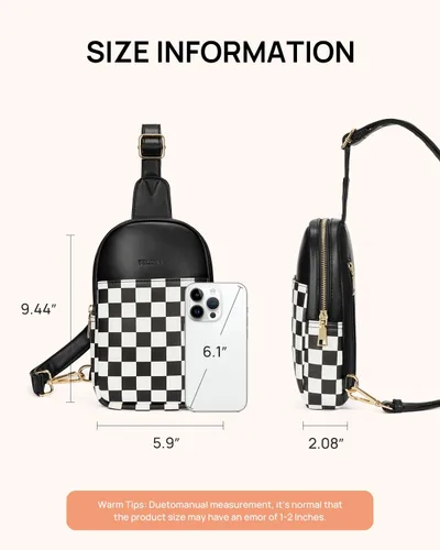 Miniatura 138 de Telena Riñonera pequeña para mujer, de cuero, cangureras, bolsa de pecho para mujer