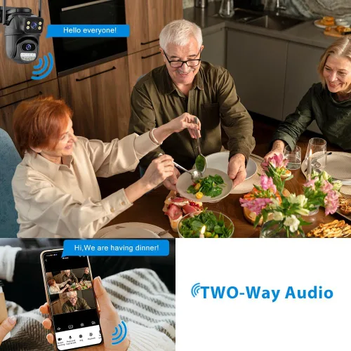 Miniatura 6 de Cámara de seguridad al aire libre 2.4G WiFi cámaras de seguridad para el hogar al aire libre enlace de doble lente 360° vista con tarjeta SD 128G
